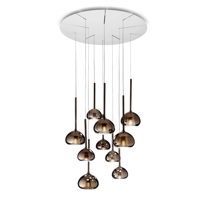 Beba Sforzin Lampadario 10 Luci Bronzo con rosone tondo