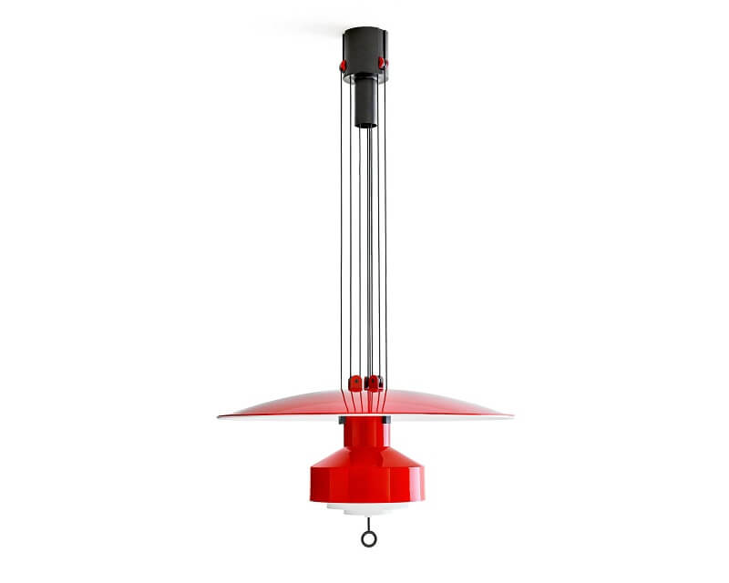 Saliscendi-Stilnovo-Lampadario-rosso-Vintage-1957