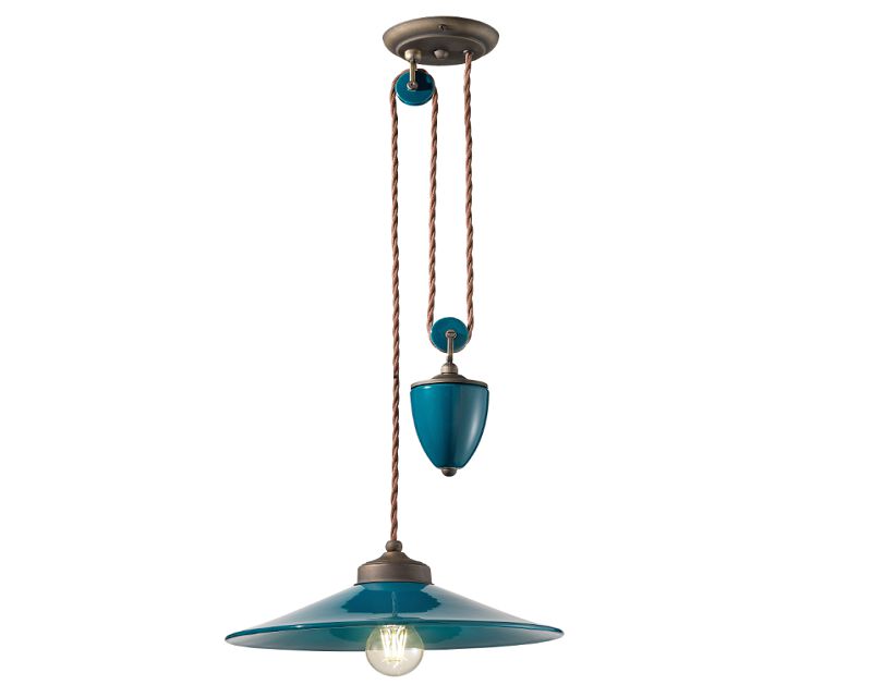 Colors FC1632 Ferroluce Lampadario in Ceramica Verde Petrolio 2
