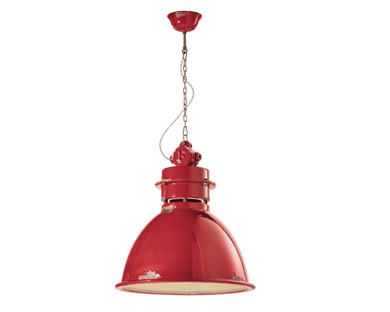 Lampadario C1750 Industrial Collection Ferroluce Rosso