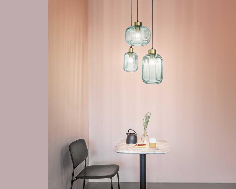 Mint-1 Ideal Lux Sospensione in vetro rigato ambiente
