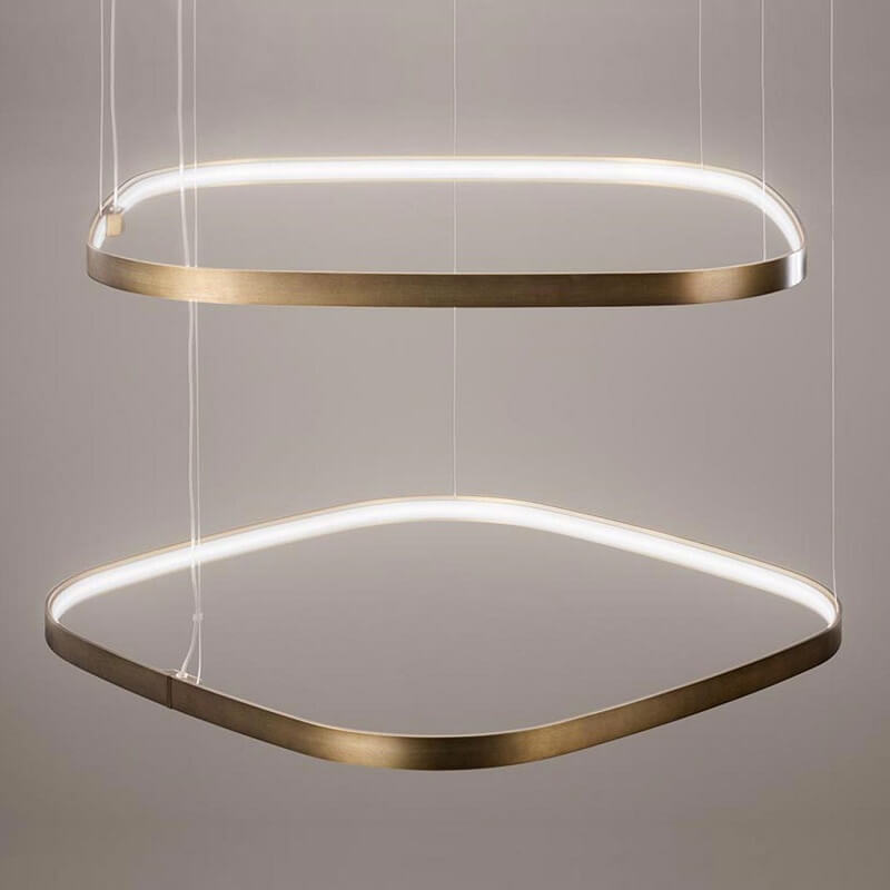 Panzeri-zero-square-lampadario-led-bronzo-acceso