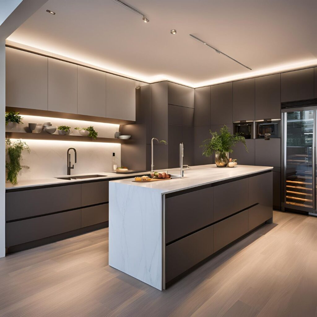 Illuminazione-relax-in-cucina-differenziata

