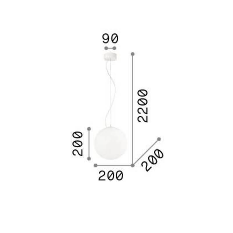 Mapa Sp1 Ideal Lux Sospensione a Sfera in vetro 20 cm tecnica