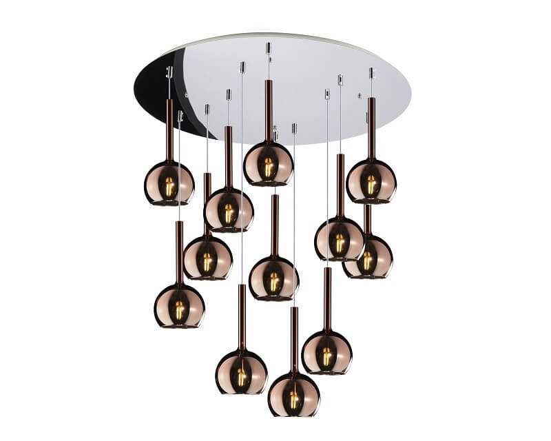 Future Top Light sospensione rame 12 luci in vetro