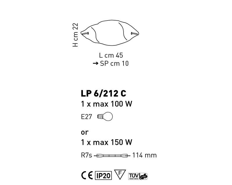 Firenze SiL Lux Lampada Da Parete Classica in Vetro Murano