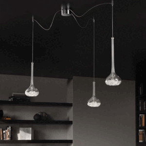 GRAAL TRE LUCI Sil Lux Lampadario di Design in Cristallo e Vetro