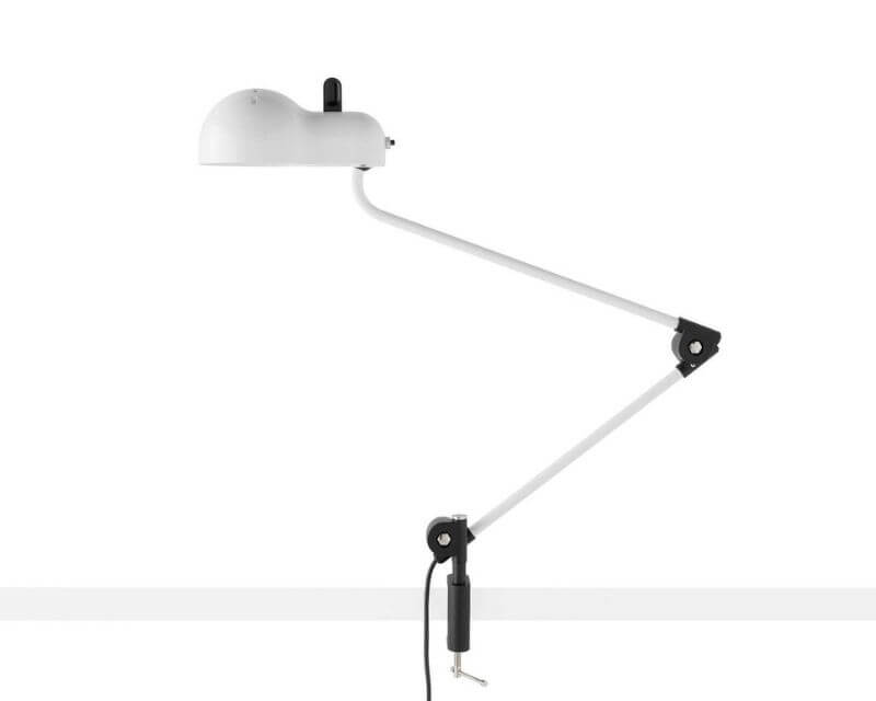 Topo Stilnovo lampada da scrivania con morsetto bianca