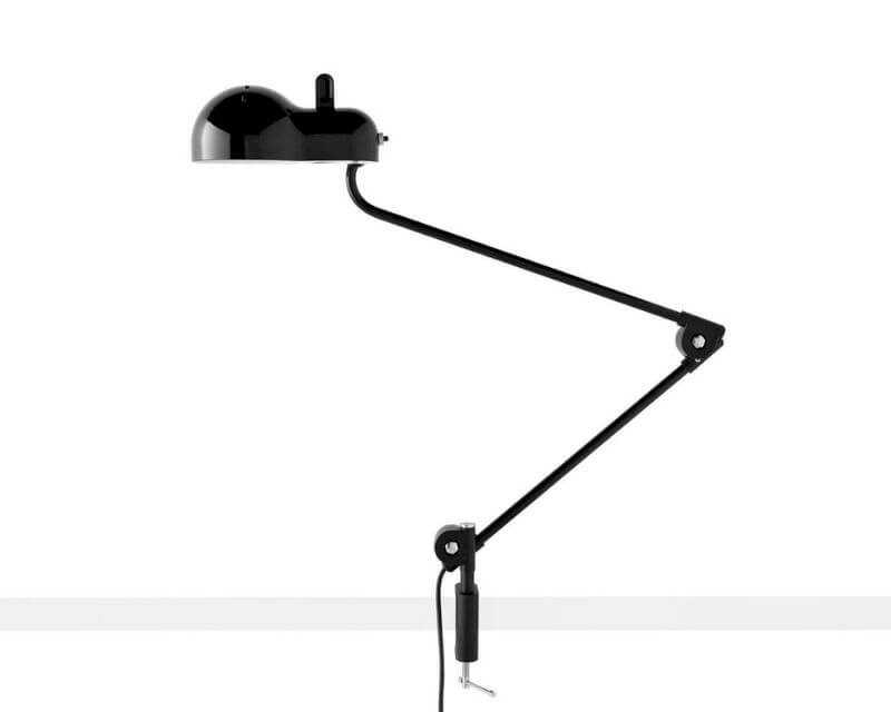 Topo Stilnovo lampada da scrivania con morsetto nera