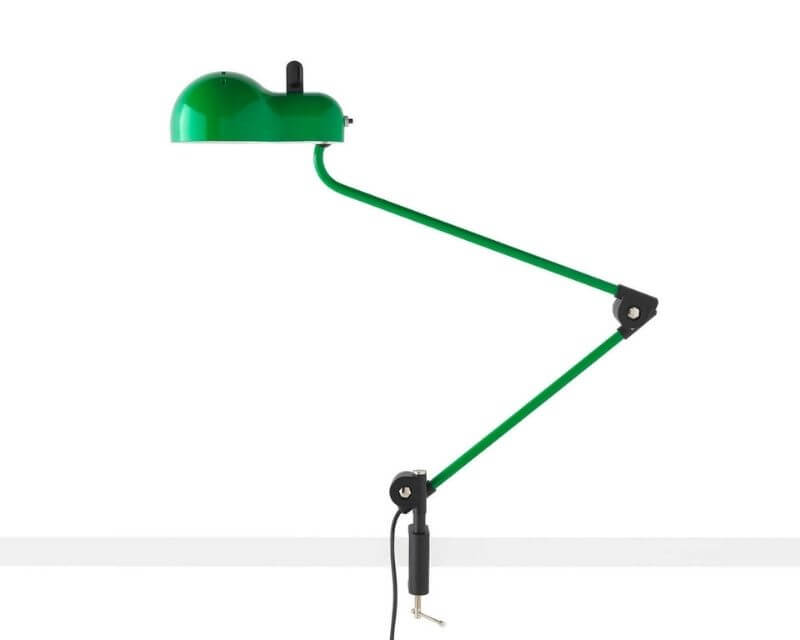Topo Stilnovo lampada da scrivania con morsetto verde