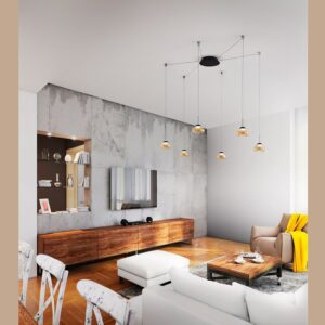 Arabella Grande Fabas Lampadario 6 Luci Moderno Led Dimmerabile