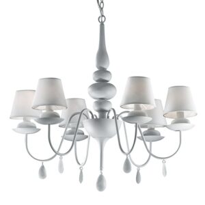 Blanche Sp6 Ideal Lux Lampadario Classico con Paralumi Bianchi