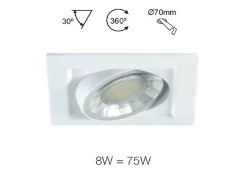 faretto-beneito-led-8W-orientabile-quadrato-orientamento-compac