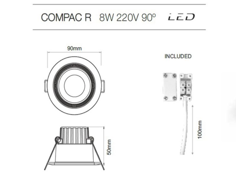 faretto-led-8W-orientabile-tondo-compac-dimensioni-beneito