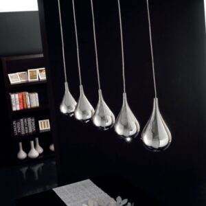 Gocce S5 Sil Lux Lampadario in Vetro a Binario 5 Luci