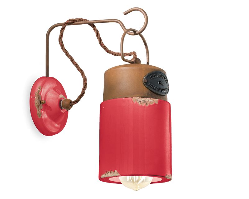 Applique Stile Industriale C1621 Rossa Ferroluce