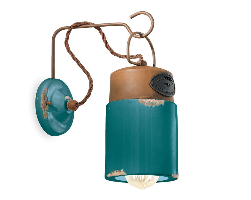 Applique Stile Industriale C1621 Verde Ferroluce