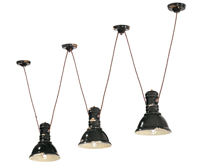 Lampadario C1692 Industrial Collection Ferroluce 3 luci nero