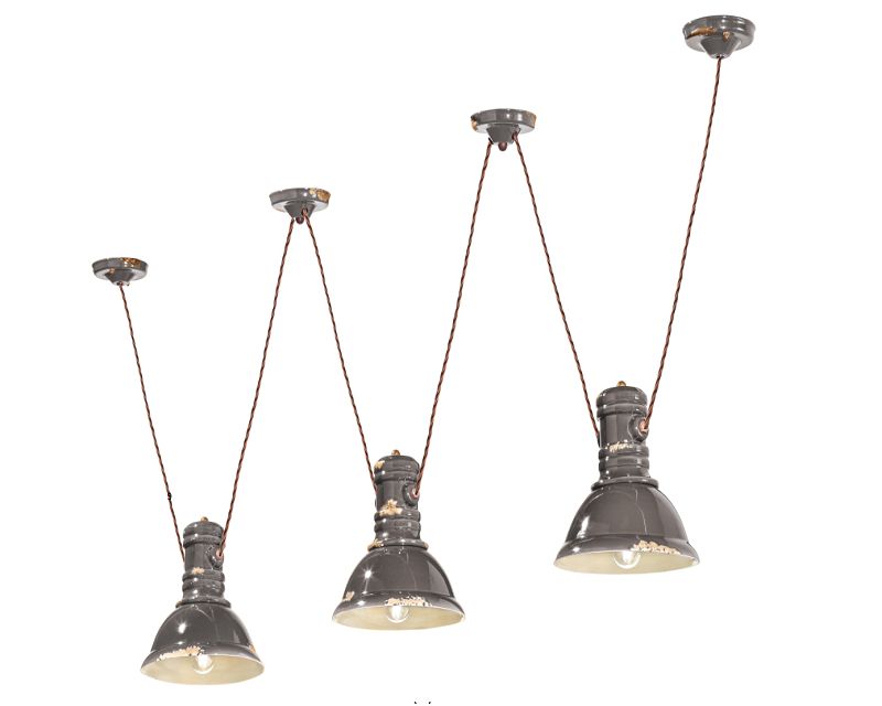 Lampadario C1692 Industrial Collection Ferroluce 3 luci tortora