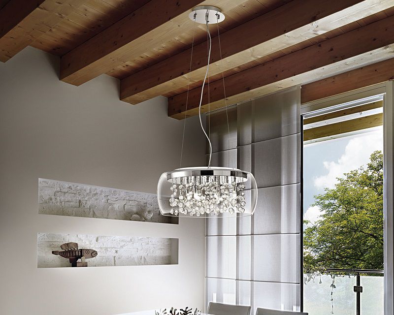 Audi80 Sp5 Ideal Lux Lampadario Moderno in Vetro Trasparente