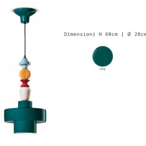 Lariat C2530 Ferroluce Lampadario Colorato in Ceramica