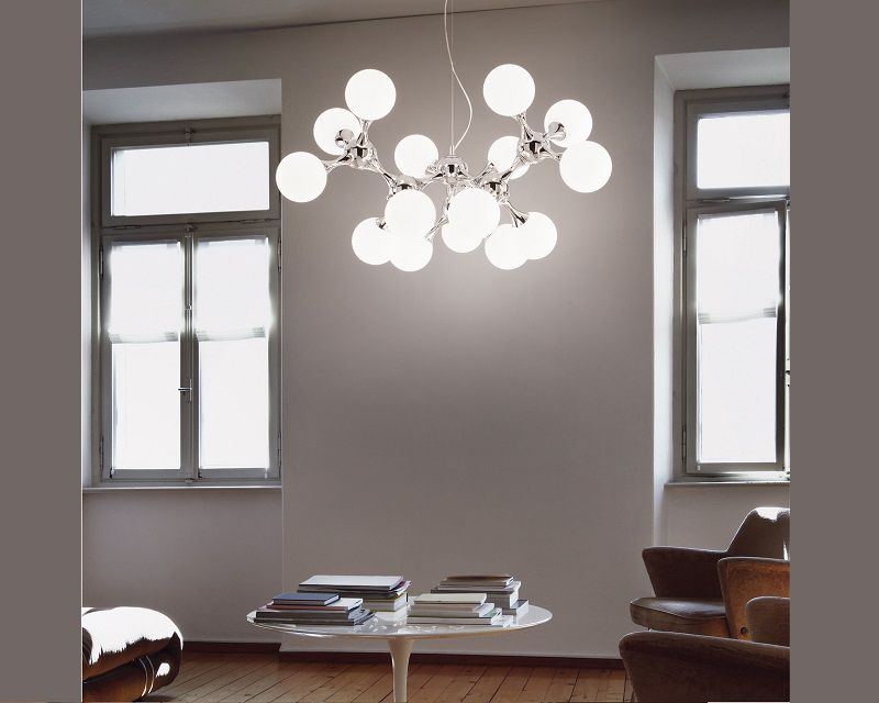 Nodi Ideal Lux Lampadario Moderno in Vetro Ambientato