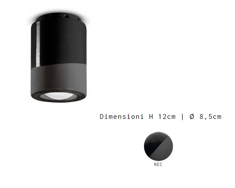 Pi C986 Ferroluce Plafoniera Cilindrica in Ceramica Decorata