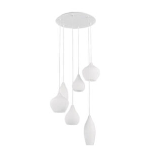 Soft Sp6 Ideal Lux Lampadario Bianco 6 Luci In Vetro