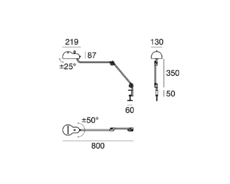 Topo Clamp Stilnovo Lampada da Scrivania senza base disegno