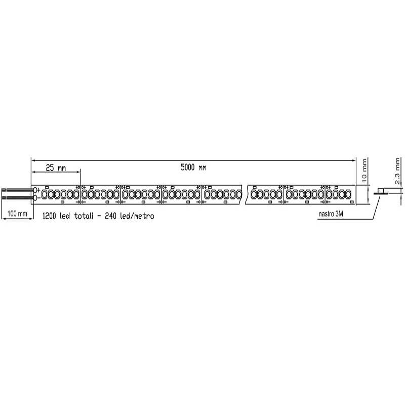 SL200 ES Strip Led Ledco 12W/mt 24V IP20 tecnica