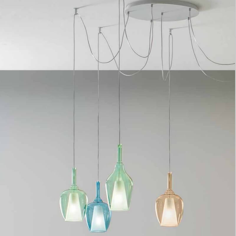 Ofelia Gea Luce Sospensioni in Vetro di Design rosone a sei fori