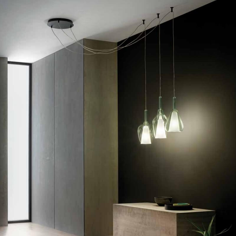 Ofelia Gea Luce Sospensioni in Vetro di Design rosone a tre fori