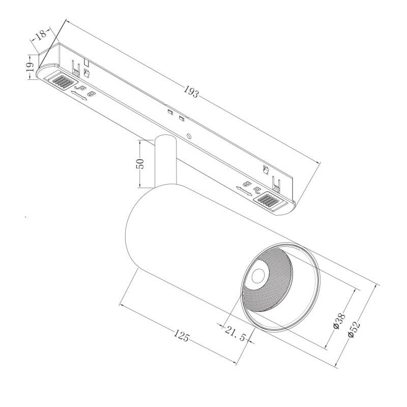 Focus Led Maytoni Spot Orientabile 12W per Binario tecnica