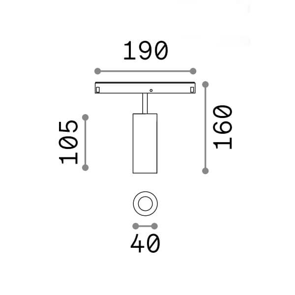 Ego Track Single Ideal Lux Spot Led 12W per Binario tecnica