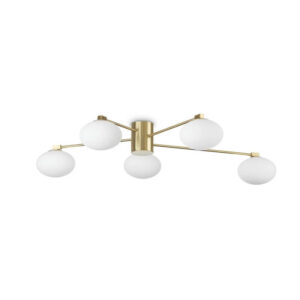 Ideal Lux Hermes PL5 Plafoniera Ottone con 5 Sfere Vetro