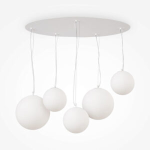 Maytoni Basic Form Lampadario Moderno 5 Sfere Bianco