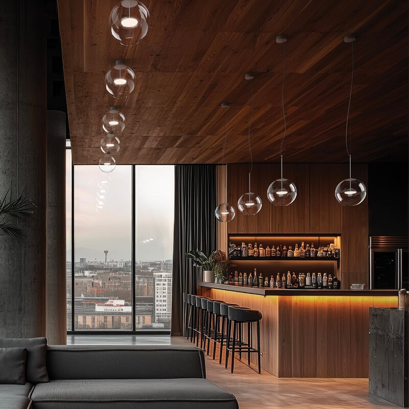 Cristalbolla_P Linea Light Lampadario Trasparente/Nero Led Diam. 44cm