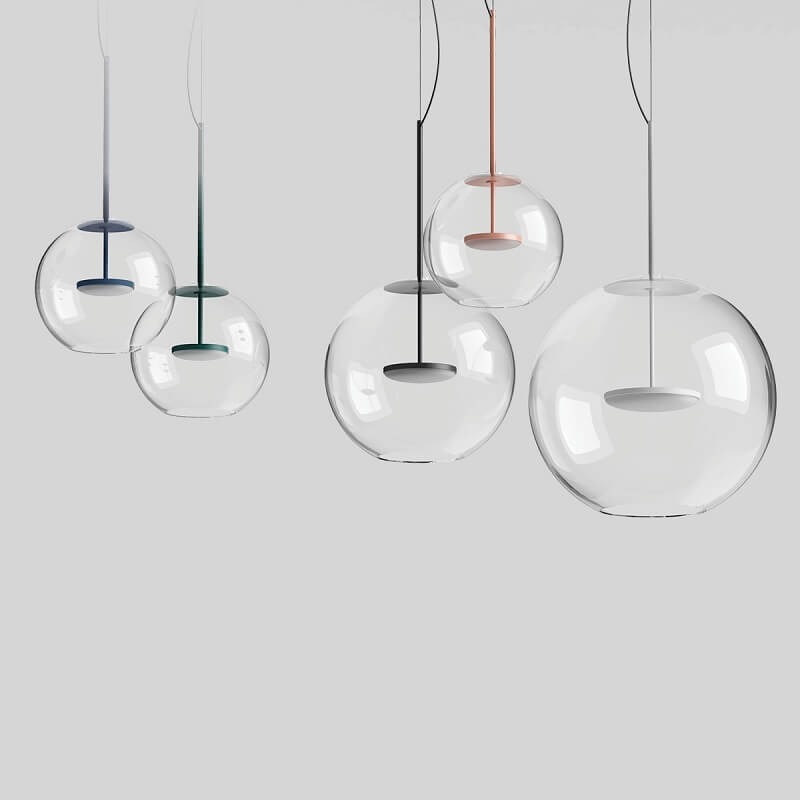 Cristalbolla_P Linea Light Lampadario Trasparente/Nero Led Diam. 44cm