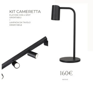 Kit Cameretta Mantra: Binario con Spot Orientabili + Lampada da Tavolo