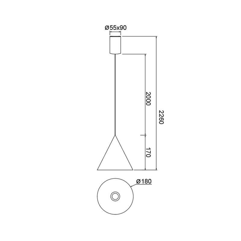 9449 Mantra Sospensione Led Conica Ottone Antico
