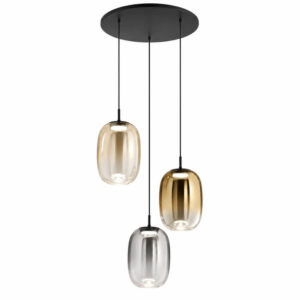 Tambora S3 Fabas Lampadario Tre Luci Led In Vetro